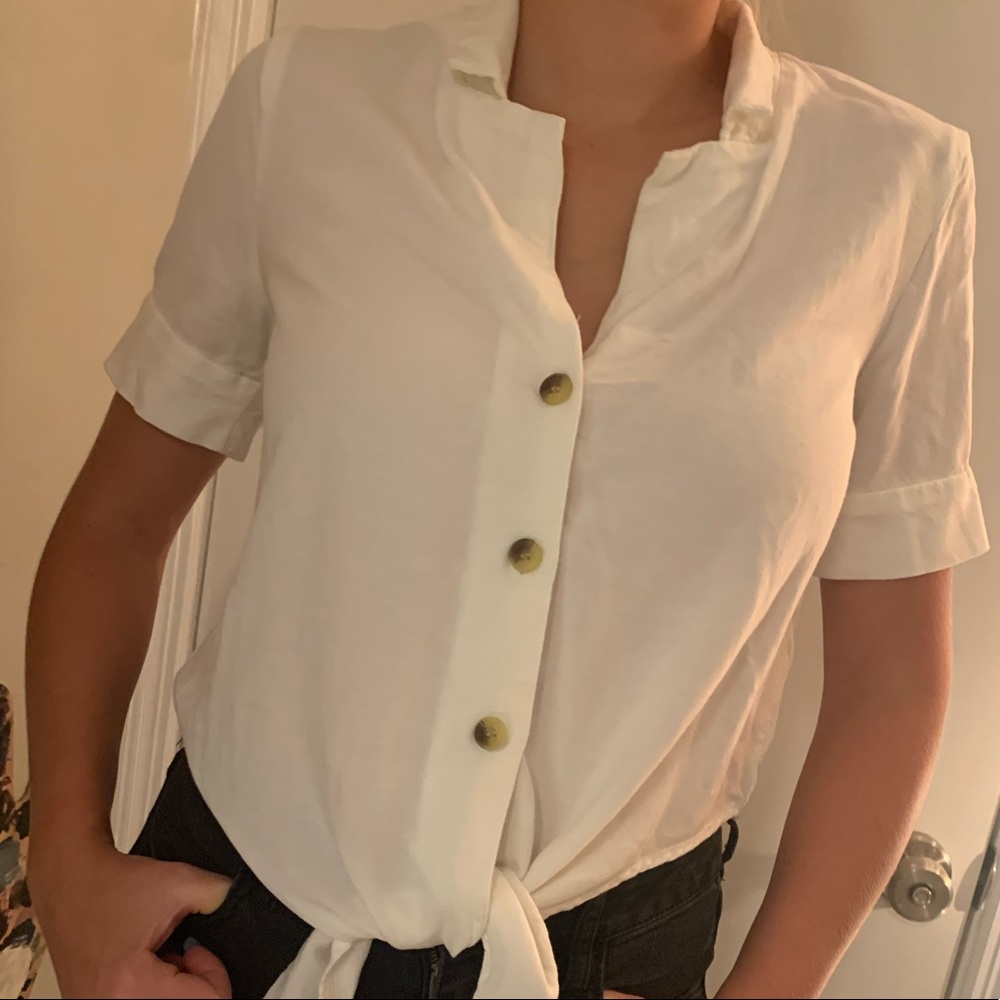 H&M Front Tie Buttoned Tee
